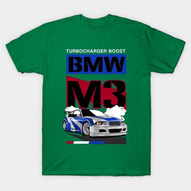 Turbocharger Boost BMW M3 T-Shirt by Harrisaputra